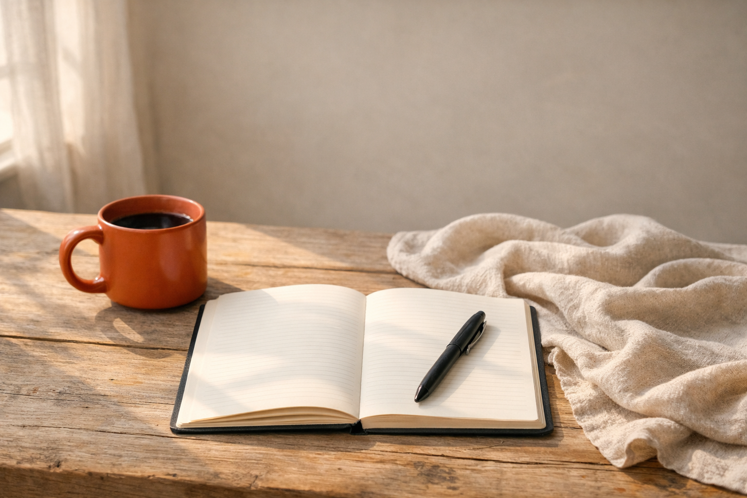 Warm lifestyle desk image for the Start Here article; temporary image awaiting Christina approval